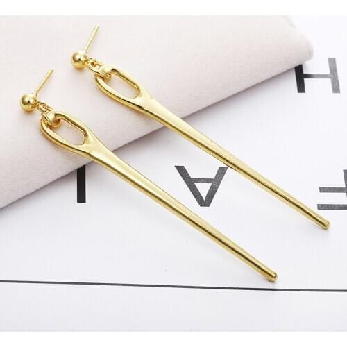 Japanese and Korean Creative embroidery needle shape strip straight strip long earrings eardrops strip earrings wholesale
