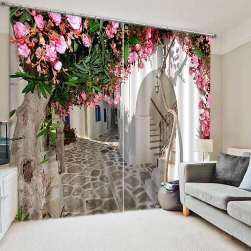 Courtyard Curtains Bedding Living Room or Hotel Cortians Sunshade Extended space scenery curtains
