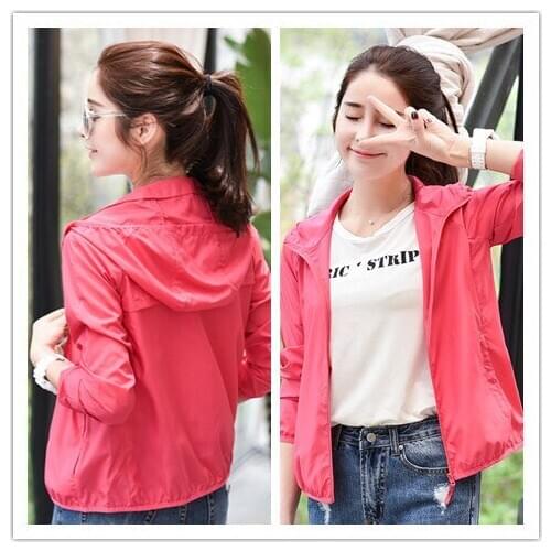 Protection Sun Clothing Female Summer Transparent Jacket UV Large Size Hooded Coat Women Skin Clothes Chaquetas KJ350
