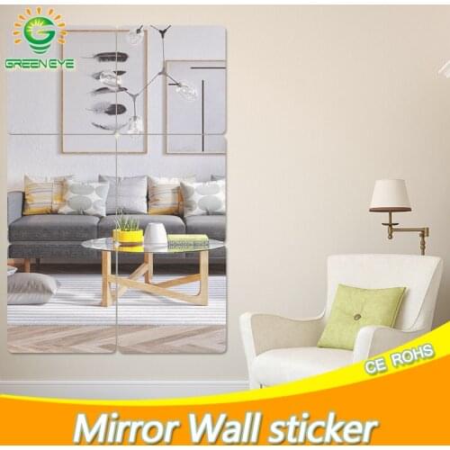 Mirror Self-adhesive Stickers 30*30cm Square Mirror Sticker Crystal Wall Paper DIY 3D Wall Decal Living Room Bathroom Decoration