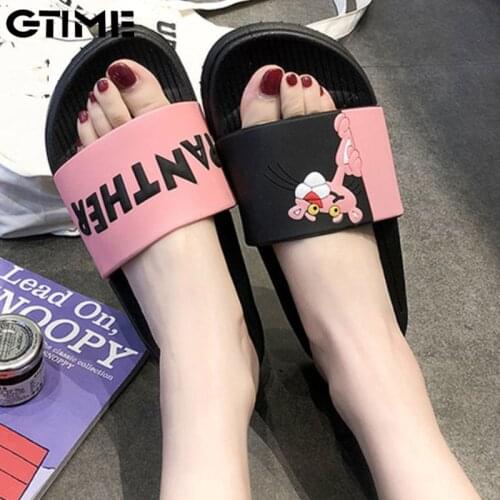 Gtime Dropshipping Pink Leopard Slippers Female Summer Cute Cartoon Indoor Non-slip Bathroom Thick Bottom Home Slippers CYR046
