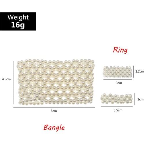 Pave Pearls Weave Bangles for Women Hollow Elastic Pearl Braided Bracelet Rings Girls Mary Fine Jewellery Engagement Accessories
