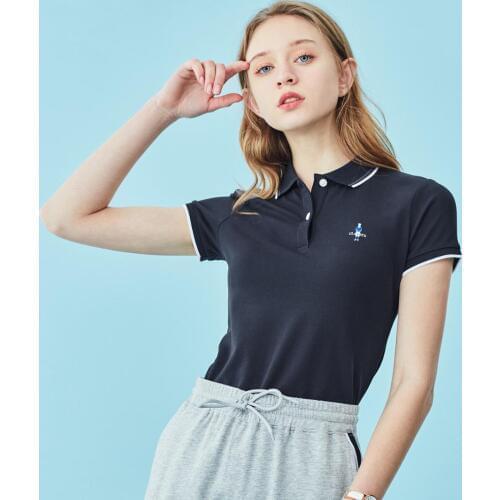 Giordano Women Polo Slim Fit Polos Women Contrast Color Embroidered Pattern Summer Tops Female Stretchy Polo Femme 05319260001