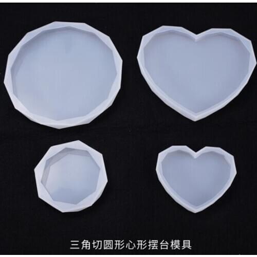 1PCS transparent silicone mold heart-shaped cut triangle round cut mold DIY water drop coaster set silicone mold