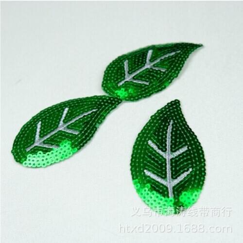 10pcs/lot Sequins Embroidery Patches Leaf Dance Dress Stage Clothing Decoration Accessories Iron Heat Transfer