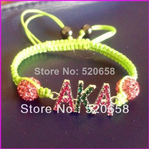10pcs Fashion charm handcrafted braiding bracelet rhinestone AKA Sorority delta sigma theta macramebracelet
