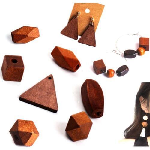 100pcs Geometric Wood Beads Round Wooden Beads Faceted Wood Beads Natural Wood Wood Accessories Fashion Trend, Earrimg Making