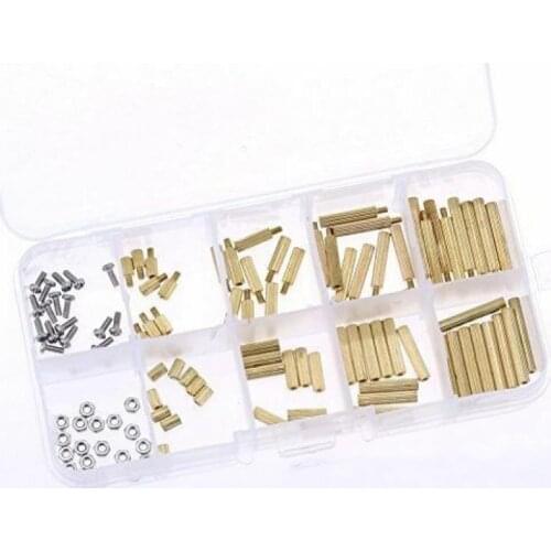 120 pcs/box M2 Male Female Brass Hex Column Standoff Support Spacer Thread Spacer Pillar Screw Nut For PCB Board