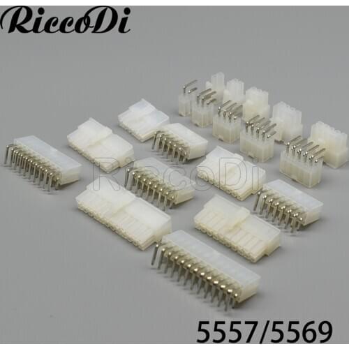 2/5PCS 2 4 6 8 10 12 14 16 18 20 24pin 5557 5569 right angle connector wire to PCB board connector Mini-Fit Jr. Power Connectors