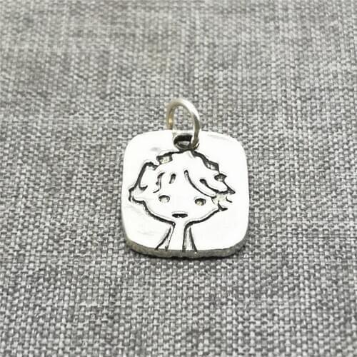 2 Pieces 925 Sterling Silver Small Boy Kid Dog Tag Charms 2-Sided for Bracelet