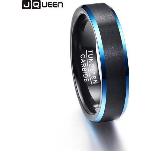 2017 Black Matte Surface Blue Edge Promise Band Men Rings 100% Tungsten Carbide Multi-size Anillos para hombres Pierscienie