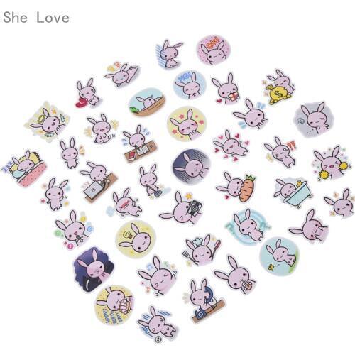 Chzimade 40pcs Rabbit Baby Cartoon Paper Stickers DIY Decorative Diary Stickers for Album Scrapbooking