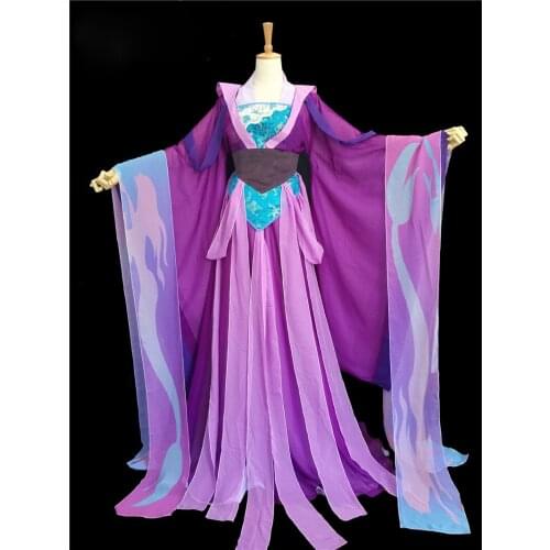5 Designs Purple Princess Lolita Costume Hanfu cos Hua Qiangu Demon Goddess Lace 3D Flower Deer Fairy Costume Cosplay Hanfu