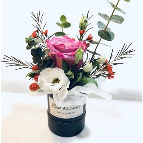 6pcs Mini hug Round bucket flower box gift box bouquet barrel flower arrangement box gift Valentines Day Gift Wedding Decor