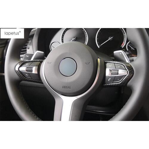 Lapetus Accessories For BMW X5 F15 / X6 F16 M-Sport 2015 - 2018 Steering Wheel Decoration Button Molding Cover Kit Trim / ABS