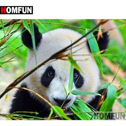 HOMFUN 5D Diamond Painting Full Drill Diamond Embroidery "Animal panda" Picture Of Rhinestone Handmade Home Decor A19940