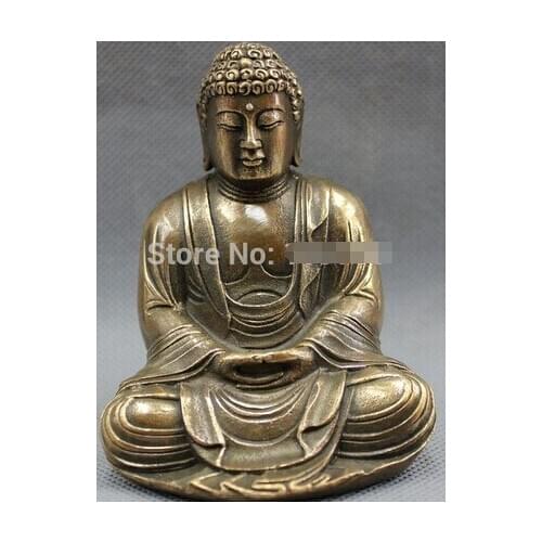 Fast shipping Chinese Bronze Buddhist Folk Shakyamuni Tibet Joss Sakyamuni Buddha Set Statu