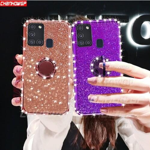 Diamond Magnetic Ring Case For Samsung Galaxy A42 A21S A51 A71 A11 A31 A41 M21 M31S M51 S20 FE S21 Plus Ultra Glitter Soft Cover