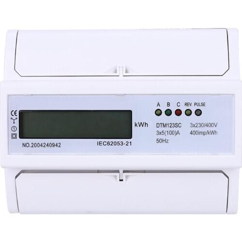 230/400V Energy Consumption Digital Electric Power Meter 3 Phase KWh Meter with LCD 5-100A
