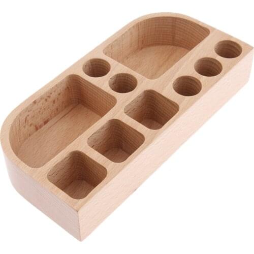 Wooden Cosmetic Makeup Organizer Storage Case Display for Bathroom Dresser and Countertop, 7.6 x 3.7 x 1.4 inch