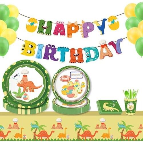 Dinosaur Theme Party Supplies Disposable Tableware Set Boy Birthday Party Decoration Balloon Decoration nn27