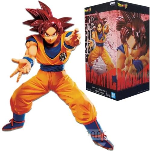 Bandai Genuine Dragon Ball Super MAXIMATIC Son Goku with Red Hair Action Figure Ornaments Model Toys Birthday Gifts