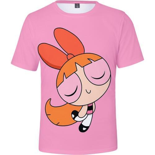 Kawaii Powerpuff Cute Girls 3D Printed T Shirt Men/women Short Sleeve Harajuku 3D Buttercup Kids Streetwear Tshirt Plus Size Top