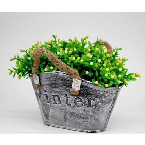 Homelily Handmade Retro Iron Flowerpot Nordic Decoration Home Pastoral Tabletop Vase Living Room Potted Ornaments Flower Vase