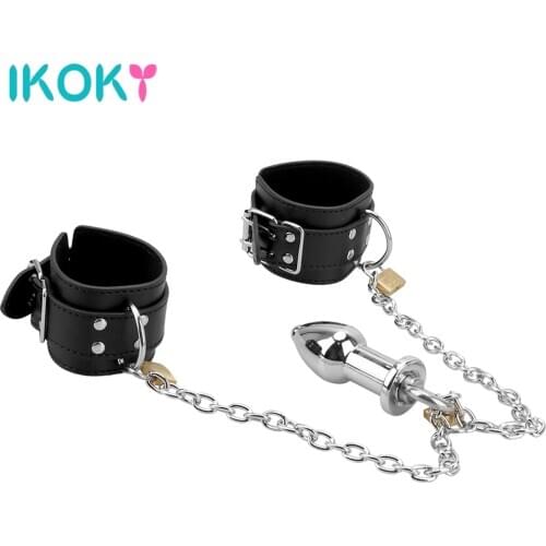 Bondage Kit Handcuff Metal Anal Plug Erotic Sex Toys For Women Female Strapon Harness Couples Tools Games Machine Erotic Shop
