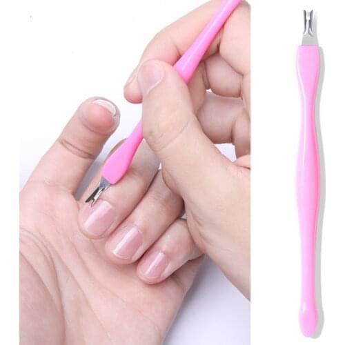 1pcs Professional Nipper Stainless Steel Cuticle Pusher Nail Art Fork spatula For Manicure Trimmer accessories Dead Skin Remover