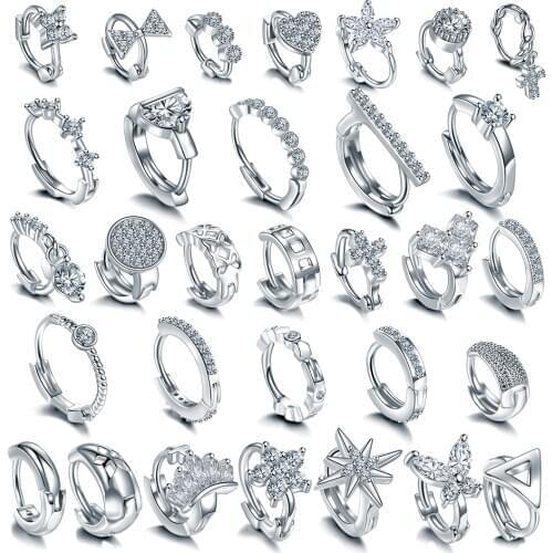 1PC New Copper Ear Stud Hoop Piercing CZ Gem Flower Heart Nose Hoop Nostril Ring Cross Helix Tragus Earring Piercing Jewelry