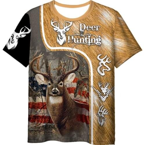 New Fashion Hunting 3D Print Deer Mens Womens T-shirt Casual Style Design Short Sleeves Summer Handsome Tee V8