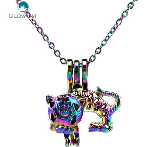 C721 COLORS Tiger cage Necklace Pendant Aroma Essential Oil Diffuser Locket Necklace