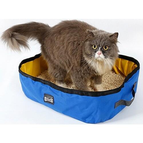Cat Litter Portable Bedpans for Outdoor Travel Cats Litter Box Foldable Bedpans Pan 600D Oxford Puppy Kitten Toilet Training