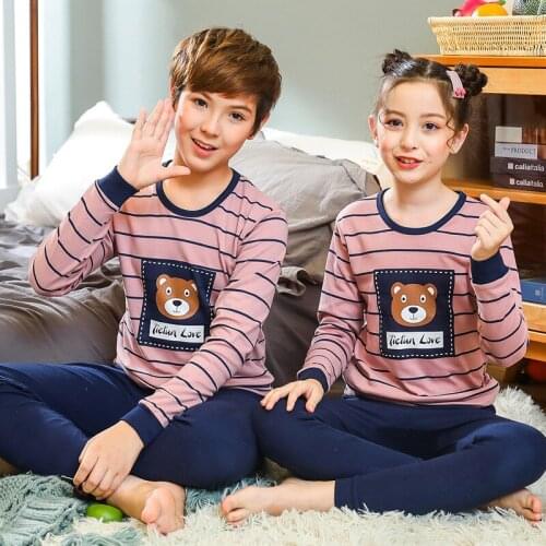 New Kids Pajamas Set Big Boys Sleepwear Autumn Winter Children Clothing Sets Cotton Nightwear Pyjamas For Girls 10 12 14 16Years