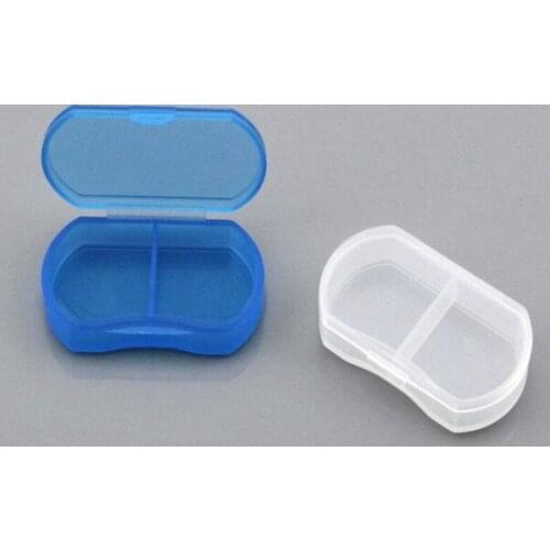 Portable Travel Mini Plastic Pill Box Medicine Case 2 Compartments Jewelry Bead Parts Organizer Storage Box