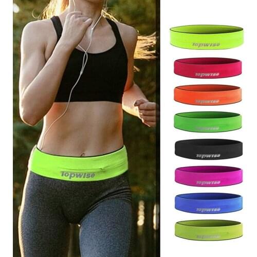 Running Belt Travel Pouch Sports & Workout Waist Pack Elastic Pocket Belt with 4 Large Pockets Fits All Smart Phone