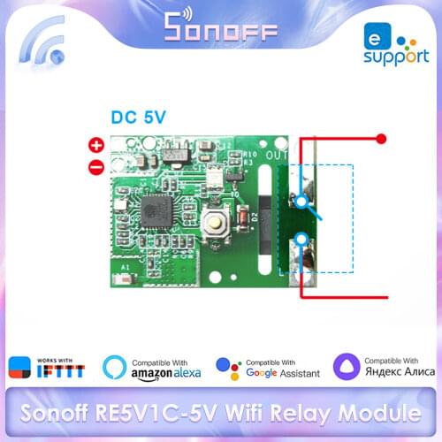 1/20PCS SONOFF RE5V1C-5V Wifi Relay Module Remote Control Electrical Devices Via Ewelink Work With Alexa Google Home/Nes IFTTT
