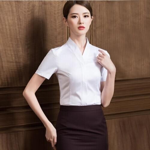Flight attendant uniform Shirt Aviation Formal uniform V neck summer Women