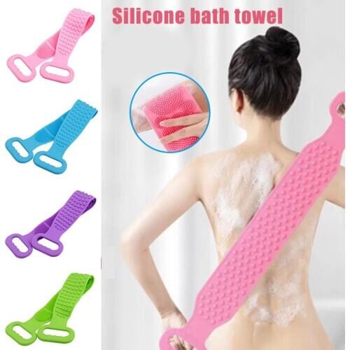 Silicone Bath Brush Exfoliating Rubbing Back Body Massage Shower Extended Scrubber Skin Clean Shower Brush Bathroom Accessories