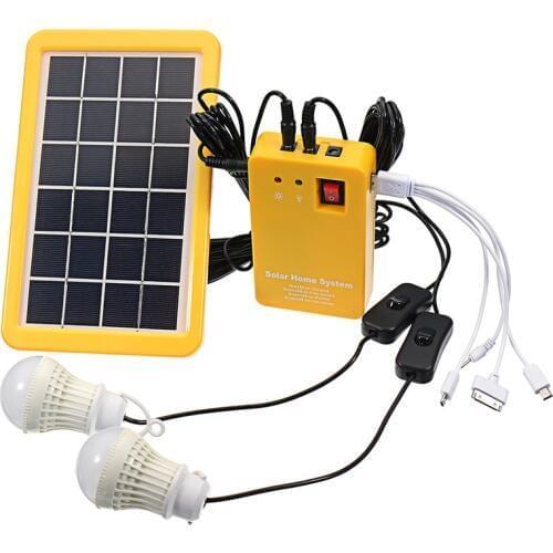 3W Solar Power Panel Generator with 2 LED Lamps USB Charger Outdoor Garden 5V 500ma Electrical Equipment & Supplies WWO66