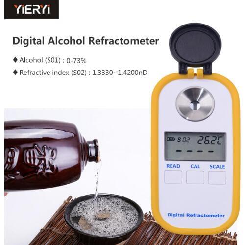 DR403 Alcohol Tester 0-73 Refractive Index 1.3330-1.4200 Beer Auto Replenishment Fast Digital Alcohol Refractometer