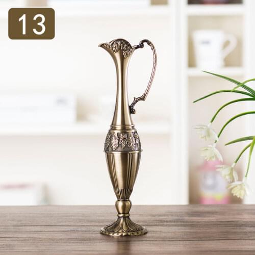 Europe H26CM vintage vase Ancient tin color home decor metal vases alloy metal flower vase for home decoration flower vases 006