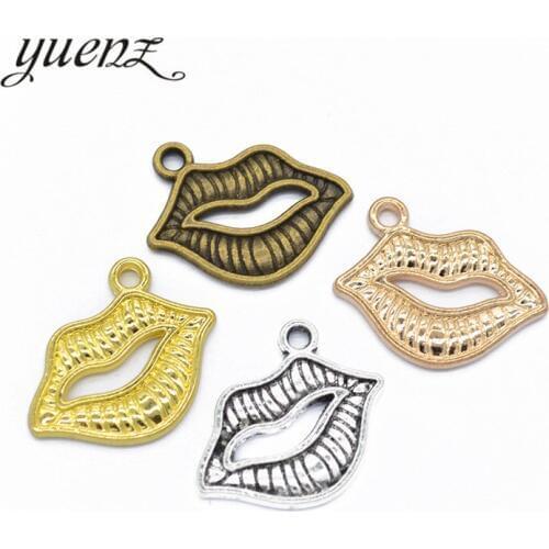 YuenZ 8pcs Antique silver color Metal Lips Charms Retro DIY Fashion Handmade Pendant Charms for Jewerly Making 24*20mm I1105