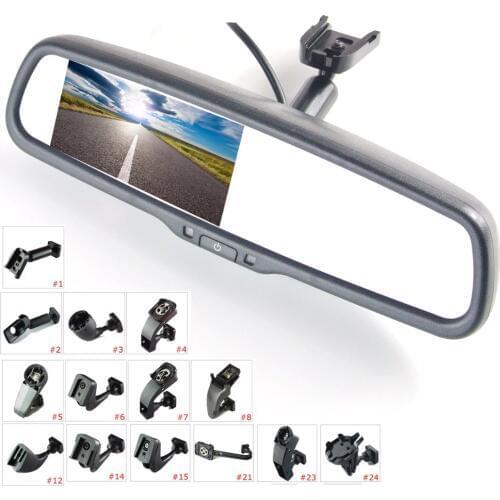 4.3" TFT LCD rear view mirror car monitor video input 2Ch with special bracket parking visible reverse sensor aid system