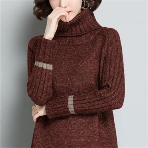 New Autumn Winter Women Sweater Loose Ladies Knit Sweater Patchwork Casual Fashion Female Long Sweater Pullover T751