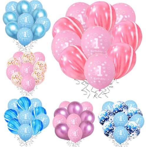 1st Birthday Party Confetti Balloon Baby Shower Baloon 1 Year First Birthday Boy Party Ballon First Birthday Girl Decor