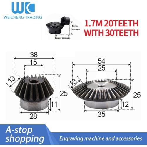2pcs 1:1.5 Bevel Gear 1.7 Modulus 20 Teeth + 30 teeth Inner Hole 10mm 90 Degree Drive Commutation Steel Gears Steel Gears