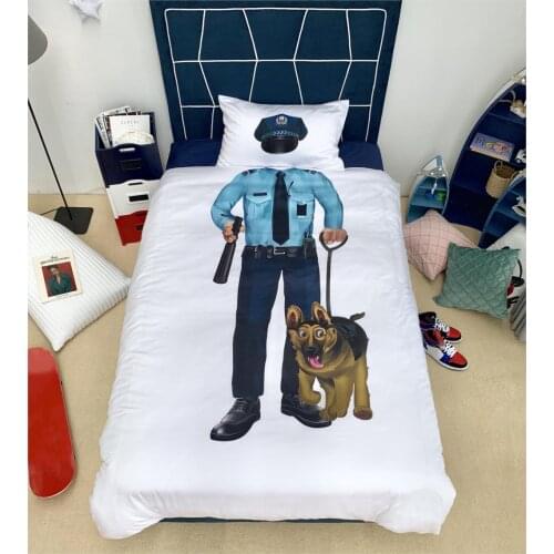 2pcs Linens playful duvet cover children birthday gift bed linen bedding set Bed cover pillowcase Captain astronaut police