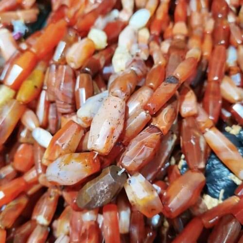20pcs/lot Thousand-year antique red agate prismatic loose beads for DIY wholesale irregularly cut water drop spindles shapes